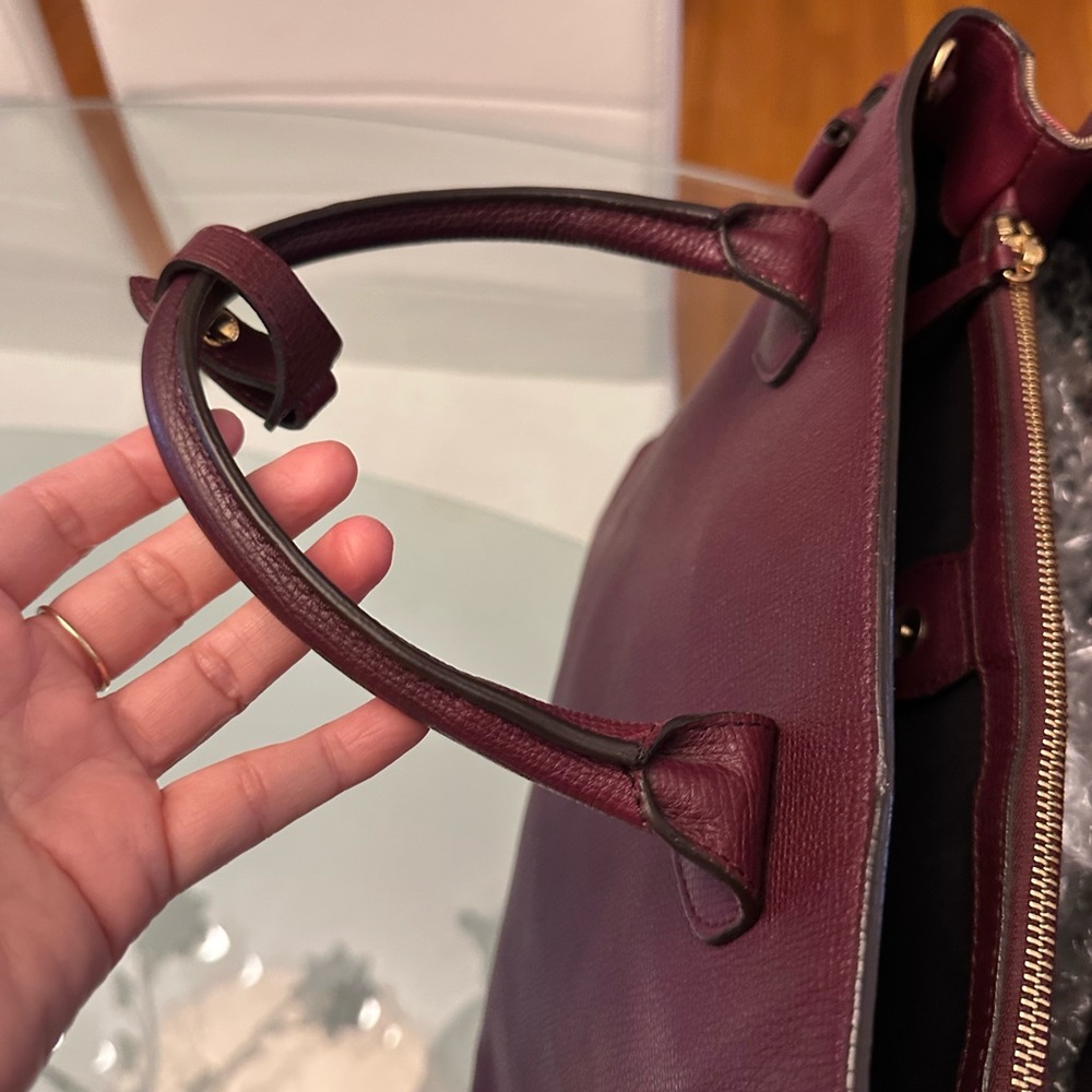 Burberry Deep Red Leather Tote - Picture 8 of 12